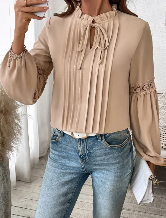 Women's Shirt Solid Color Elegant Stylish Casual Long Sleeve V Neck Vacation Party Daily Spring Fall Women Blouses & Shirts