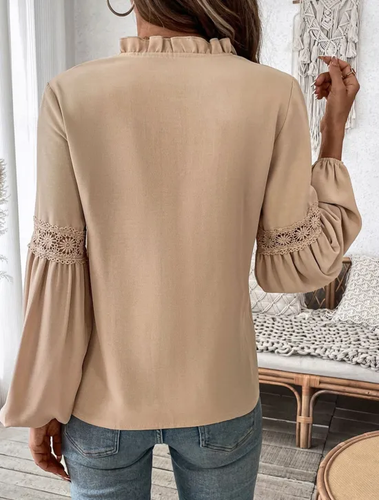 Women's Shirt Solid Color Elegant Stylish Casual Long Sleeve V Neck Vacation Party Daily Spring Fall Women Blouses & Shirts