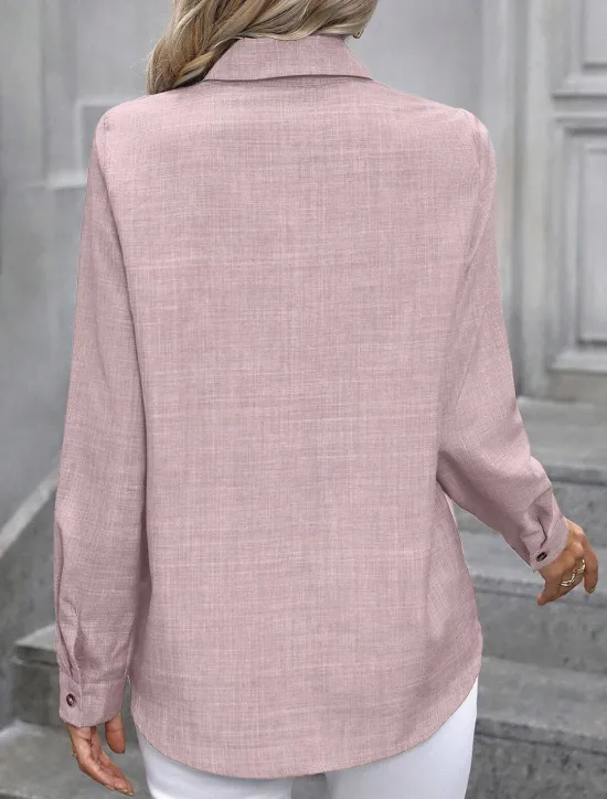 Clearance Women's Shirt Stylish Modern Long Sleeve Regular Tops Shirt Collar Work Black Light Green Pink Blue Spring Fall Winter Women Blouses & Shirts