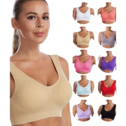 New Women's Shockproof Sports Bra Light Support Plus Size Bralette Removable Pad Nylon Spandex Yoga Fitness Gym Workout 10 Colors Breathable Lightweight Soft Padded Home Outfits Women Lingerie