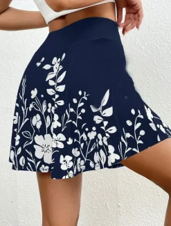 Sale Women's Short Skirt culottes Slim Fashion Casual Mini High Waist Skirts Floral Graphic Stretchy Daily Pink Navy Blue Sky Blue Gray Summer Polyester Women Skirts