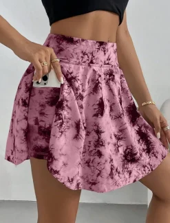 Discount Women's Short Skirt culottes Slim Fashion Casual Mini High Waist Skirts Graphic Tie Dye Stretchy Daily White Pink Gray Summer Knit Polyester Women Skirts