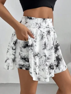 Discount Women's Short Skirt culottes Slim Fashion Casual Mini High Waist Skirts Graphic Tie Dye Stretchy Daily White Pink Gray Summer Knit Polyester Women Skirts