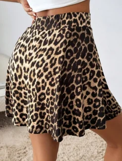 Sale Women's Short Skirt culottes Slim Fashion Casual Mini High Waist Skirts Graphic Leopard Layered Stretchy Daily Summer Polyester Women Skirts