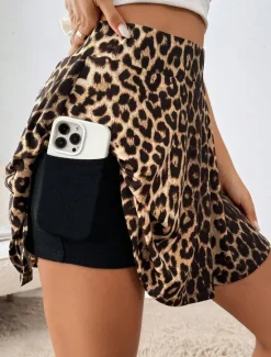 Sale Women's Short Skirt culottes Slim Fashion Casual Mini High Waist Skirts Graphic Leopard Layered Stretchy Daily Summer Polyester Women Skirts