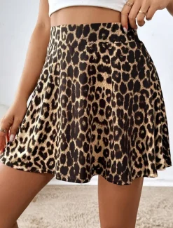Sale Women's Short Skirt culottes Slim Fashion Casual Mini High Waist Skirts Graphic Leopard Layered Stretchy Daily Summer Polyester Women Skirts