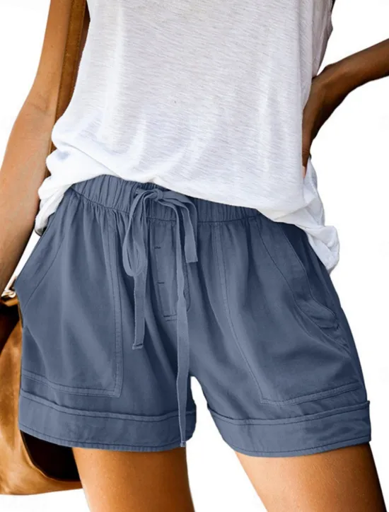 New Women's Shorts Baggy Pants Chinos Fashion Streetwear Basic Short High Waist Plain Pocket Elastic Waistband Comfy Soft Comfortable Micro-elastic Outdoor Street Black Pink Fuchsia Light Blue Spring Women Shorts