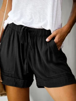 New Women's Shorts Baggy Pants Chinos Fashion Streetwear Basic Short High Waist Plain Pocket Elastic Waistband Comfy Soft Comfortable Micro-elastic Outdoor Street Black Pink Fuchsia Light Blue Spring Women Shorts
