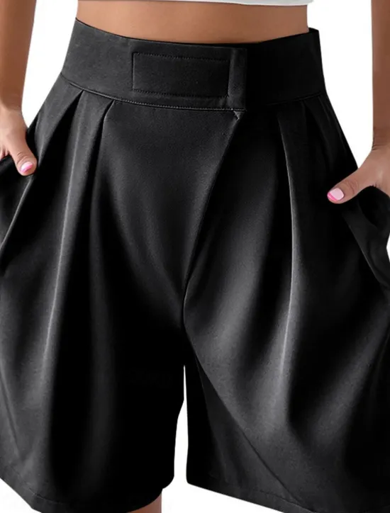 Outlet Women's Shorts Baggy Pants Chinos Shorts Fashion Streetwear Basic Knee Length High Waist Plain Pocket Elastic Waistband Comfy Soft Comfortable Micro-elastic Outdoor Street Black White Red Brown Women Shorts