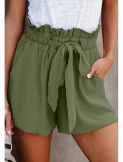 Sale Women's Shorts Casual Daily Short Plain Drawstring Side Pockets Breathability Comfortable Inelastic Weekend Black Blue Green Khaki Summer Regular Fit Women Shorts
