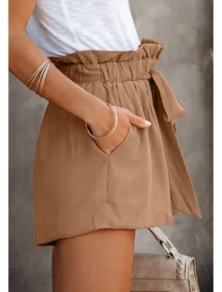 Sale Women's Shorts Casual Daily Short Plain Drawstring Side Pockets Breathability Comfortable Inelastic Weekend Black Blue Green Khaki Summer Regular Fit Women Shorts