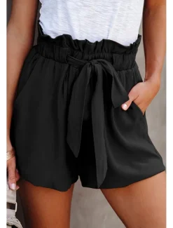 Sale Women's Shorts Casual Daily Short Plain Drawstring Side Pockets Breathability Comfortable Inelastic Weekend Black Blue Green Khaki Summer Regular Fit Women Shorts