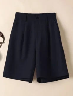 Online Women's Shorts Casual Daily Short Plain Side Pockets Breathability Comfortable Inelastic Weekend Black White Khaki Summer Regular Fit Women Shorts