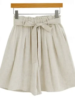 New Women's Shorts Casual Daily Short Plain Drawstring Breathability Comfortable Inelastic Weekend Black White Beige Summer Regular Fit Women Shorts