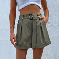 Outlet Women's Shorts Casual Daily Short Plain Side Pockets Breathability Comfortable Inelastic Going out Weekend Black Army Green Summer Regular Fit Women Shorts