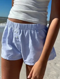 Women's Shorts Casual Daily Short Striped Print Breathability Comfortable Inelastic Weekend Pink Blue Summer Regular Fit Women Shorts
