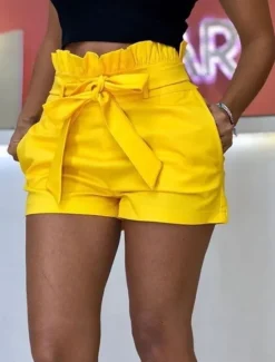 Discount Women's Shorts Casual Daily Short Plain Side Pockets Breathability Comfortable Inelastic Weekend Black Yellow Red Blue Summer Regular Fit Women Shorts