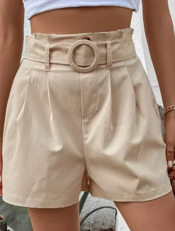 Best Women's Shorts Casual Daily Short Plain Side Pockets Breathability Comfortable Micro-elastic Weekend Summer Regular Fit Women Shorts