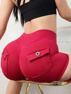 Hot Women's Shorts Casual Daily Short Plain Ruched Butt Lifting Tummy Control Butt Lift Breathability Stretchy Weekend Black Red Army Green Coffee Summer Skinny Women Shorts