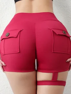 Hot Women's Shorts Casual Daily Short Plain Ruched Butt Lifting Tummy Control Butt Lift Breathability Stretchy Weekend Black Red Army Green Coffee Summer Skinny Women Shorts