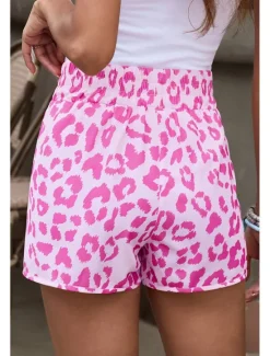 Clearance Women's Shorts Casual Daily Short Leopard Geometric Plaid Split Printing Breathability Comfortable Micro-elastic Going out Weekend Light Pink Pink Purple Green Summer Regular Fit Women Shorts