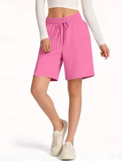 Hot Women's Shorts Chinos Vacation Fashion Streetwear Short High Waist Plain Pocket Elastic Waistband Comfy Soft Comfortable Stretchy Outdoor Street Pink Navy Blue Brown Gray Summer Spring Regular Fit Women Shorts