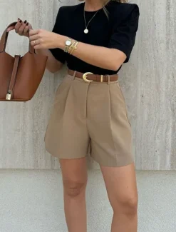 Sale Women's Shorts Chinos Vacation Vintage Fashion Short High Waist Plain Pocket Comfy Soft Comfortable Micro-elastic Outdoor Street Daily Camel Black Royal Blue Coffee Summer Spring Regular Fit Women Shorts