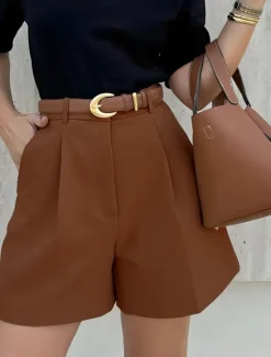 Sale Women's Shorts Chinos Vacation Vintage Fashion Short High Waist Plain Pocket Comfy Soft Comfortable Micro-elastic Outdoor Street Daily Camel Black Royal Blue Coffee Summer Spring Regular Fit Women Shorts