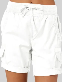 Women's Shorts Cotton Blend Plain Short White Summer Women Shorts