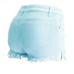 Women's Shorts Cotton Tassel Fringe Side Pockets Plain Short Black Summer Women Shorts