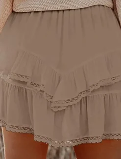 Outlet Women's Shorts Fashion Streetwear Short Natural Plain Ruffle Breathability Soft Micro-elastic Casual Daily Wear Magenta Black White Yellow Summer Regular Fit Women Shorts