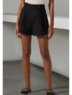 Best Women's Shorts Slacks Casual Short High Waist Plain Pocket Comfy Outdoor Comfortable Street Going out Summer Regular Fit Women Shorts