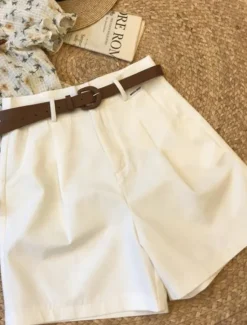Clearance Women's Shorts Slacks Fashion Streetwear Short Natural Plain Pocket Outdoor Comfortable Street Going out Black White Khaki Summer Regular Fit Women Shorts