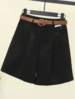 Clearance Women's Shorts Slacks Fashion Streetwear Short Natural Plain Pocket Outdoor Comfortable Street Going out Black White Khaki Summer Regular Fit Women Shorts