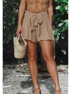 Discount Women's Shorts Slacks Streetwear Casual Short Natural Plain Pocket Soft Comfortable Micro-elastic Casual Going out Rust Black Army Green Khaki Summer Regular Fit Women Shorts