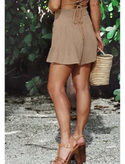 Discount Women's Shorts Slacks Streetwear Casual Short Natural Plain Pocket Soft Comfortable Micro-elastic Casual Going out Rust Black Army Green Khaki Summer Regular Fit Women Shorts
