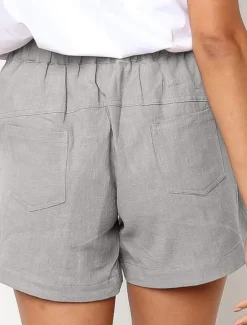 New Women's Shorts Slacks Streetwear Casual Short Natural Plain Pocket Breathability Soft Comfortable Micro-elastic Outdoor Vacation Black White Light Grey Coffee Summer Regular Fit Women Shorts