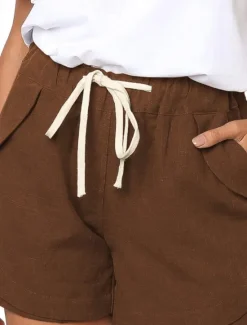 New Women's Shorts Slacks Streetwear Casual Short Natural Plain Pocket Breathability Soft Comfortable Micro-elastic Outdoor Vacation Black White Light Grey Coffee Summer Regular Fit Women Shorts