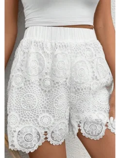 New Women's Shorts Slacks Streetwear Casual Short Natural Plain Lace Breathability Soft Comfortable Micro-elastic Casual Streetwear Summer Regular Fit Women Shorts