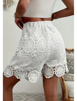 New Women's Shorts Slacks Streetwear Casual Short Natural Plain Lace Breathability Soft Comfortable Micro-elastic Casual Streetwear Summer Regular Fit Women Shorts