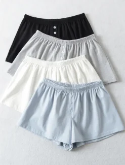 Outlet Women's Shorts Solid Color Chinos Fashion Casual Athleisure Short Mid Waist Plain Elastic Waistband Comfy Soft Comfortable Stretchy Outdoor Street Light Gray Black White Blue Summer Loose Fit Women Skirts|Shorts