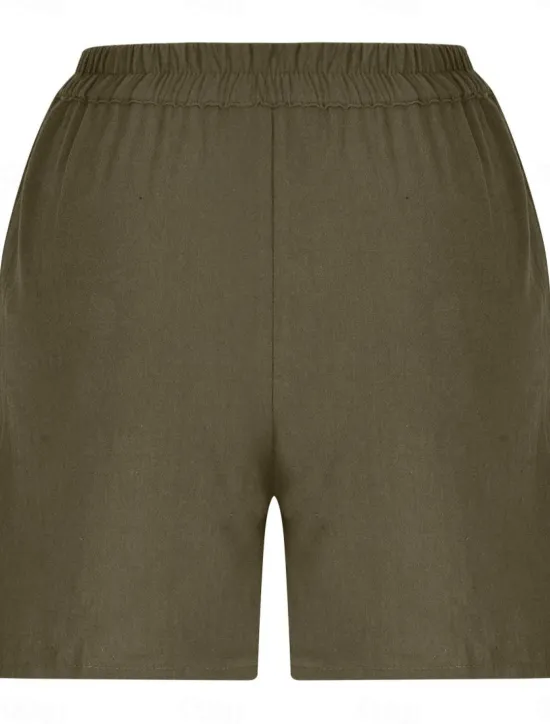 Sale Women's Shorts Solid Color Chinos Fashion Basic Short Medium Waist Plain Pocket Elastic Waist Comfort Outdoor Micro-elastic Vacation Street Causal Army Green Black White Blue Summer Regular Fit Women Shorts|Pants
