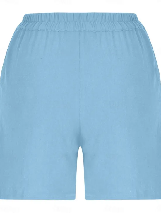 Sale Women's Shorts Solid Color Chinos Fashion Basic Short Medium Waist Plain Pocket Elastic Waist Comfort Outdoor Micro-elastic Vacation Street Causal Army Green Black White Blue Summer Regular Fit Women Shorts|Pants