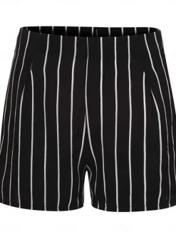 Best Women's Shorts Streetwear Casual Comfort Short High Waist Stripe Pocket Elastic Waist Print Comfort Breathability Soft Micro-elastic Vacation Casual Daily Weekend Black White Summer Spring Women Shorts