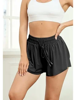 Sale Women's Shorts Workout Pants Streetwear Casual Short Natural Plain Elastic Drawstring Design Quick Dry Breathability Comfortable Micro-elastic Sports Weekend Magenta Apricot Grey Black Summer Regular Women Shorts