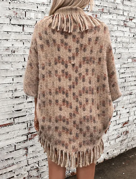 Online Women's Shrug Stylish Casual Animal Open Front Knitted Sleeveless Regular Tops Knit Outdoor Daily Pink Khaki Fall Winter Women Shrugs & Capes