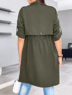 Sale Women's Shrugs Daily Classic Long Sleeve V Neck Long Tops Work Daily Black Army Green Khaki Spring Fall Winter Women Puffers & Parka