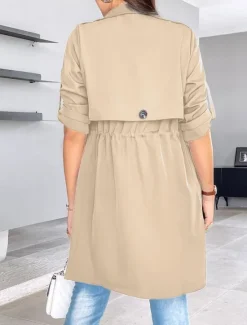 Sale Women's Shrugs Daily Classic Long Sleeve V Neck Long Tops Work Daily Black Army Green Khaki Spring Fall Winter Women Puffers & Parka