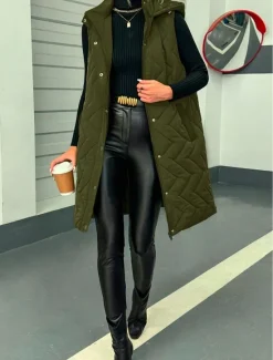 Hot Women's Shrugs Elegant Sleeveless Hooded Spring Fall Winter Women Puffers & Parka