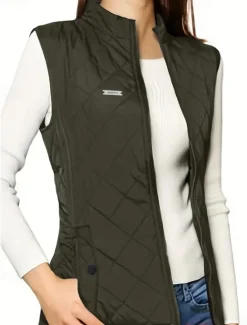 Discount Women's Shrugs Sleeveless Turtleneck Black Army Green Blue Brown Spring Fall Winter Women Puffers & Parka